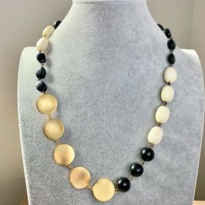 Vintage Black, White and Gold Beaded Necklace